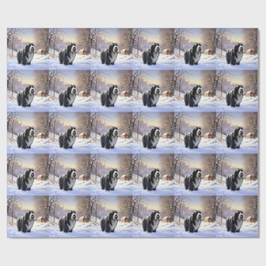 Bearded Collie Let It Snow Kerstmis  Cadeaupapier (Vlak)