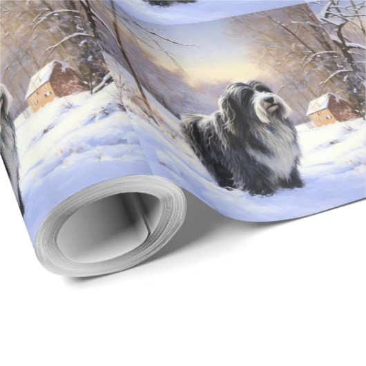 Bearded Collie Let It Snow Kerstmis  Cadeaupapier (Rol Hoek)