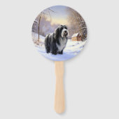 Bearded Collie Let It Snow Kerstmis  Handwaaier (Achterkant)