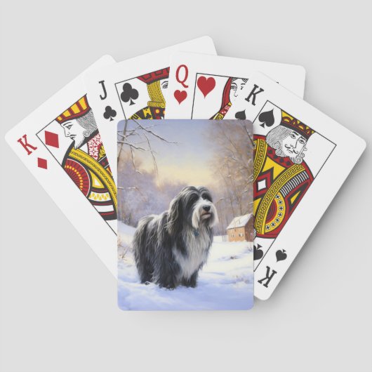 Bearded Collie Let It Snow Kerstmis  Pokerkaarten (Achterkant)