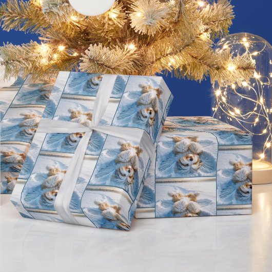 Bearded Collie maakt een sneeuwengel Cadeaupapier (Feestdagen)