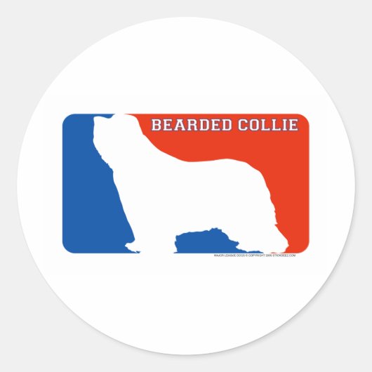 Bearded Collie Major League Dog Sticker (Voorkant)