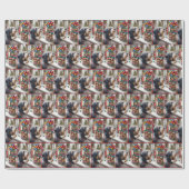 Bearded Collie met Botten van de Kersthond Cadeaupapier (Vlak)