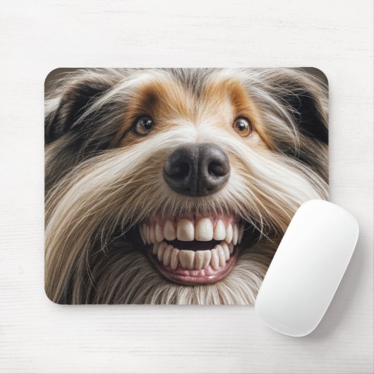 Bearded Collie met een Toothy grijns Muismat (Met muis)