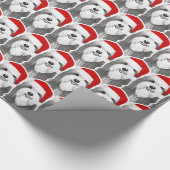 Bearded Collie met Santa Hat Kerstmis Patterned Cadeaupapier (Hoek)