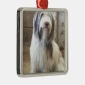 Bearded Collie Metalen Ornament (Rechts)