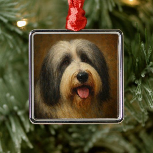 Bearded Collie Metalen Ornament (Boom)