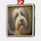 Bearded Collie Metalen Ornament (Links)