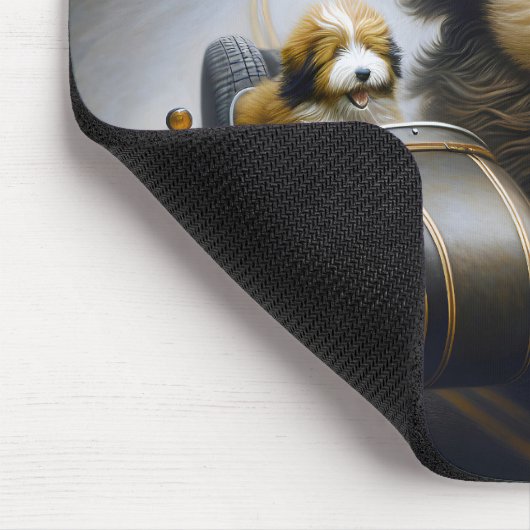 Bearded Collie Motorcycle met zijspan Muismat (Hoek)