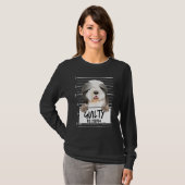 Bearded Collie Mugshot Guilty Dog T-shirt (Voorkant volledig)
