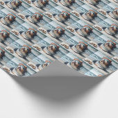 Bearded Collie Op de kust Cadeaupapier (Hoek)