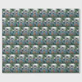 Bearded Collie Op een armoedig hek Cadeaupapier (Vlak)