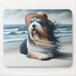 Bearded Collie Op het strand Muismat