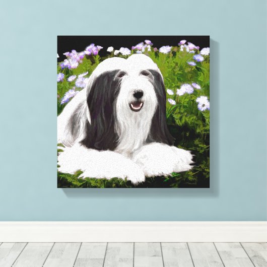 Bearded Collie Painting - Cute Original Dog Art Canvas Afdruk (Insitu (Houten vloer))