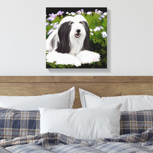 Bearded Collie Painting - Cute Original Dog Art Canvas Afdruk (Insitu (Slaapkamer))
