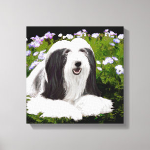 Bearded Collie Painting - Cute Original Dog Art Canvas Afdruk