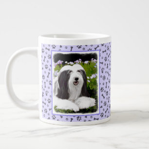 Bearded Collie Painting - Cute Original Dog Art Grote Koffiekop