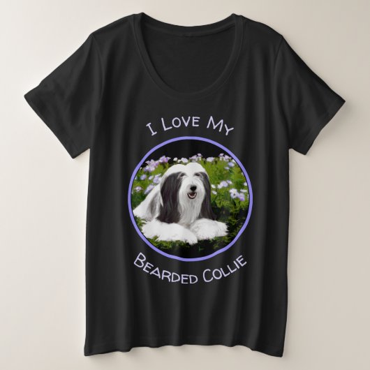 Bearded Collie Painting - Cute Original Dog Art Grote Maat T-shirt (Design voorkant)