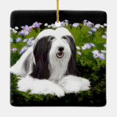 Bearded Collie Painting - Cute Original Dog Art Keramisch Ornament (Achterkant)