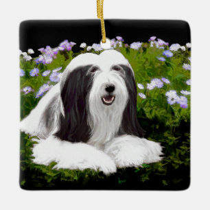 Bearded Collie Painting - Cute Original Dog Art Keramisch Ornament