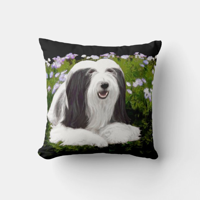 Bearded Collie Painting - Cute Original Dog Art Kussen (Voorkant)