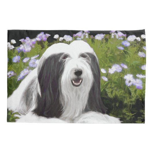 Bearded Collie Painting - Cute Original Dog Art Kussensloop (Achterkant)