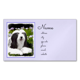 Bearded Collie Painting - Cute Original Dog Art Magnetisch Visitekaartje