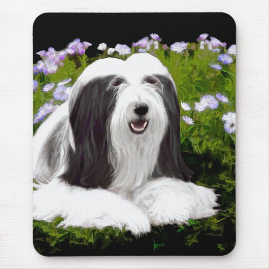 Bearded Collie Painting - Cute Original Dog Art Muismat (Voorkant)