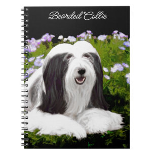Bearded Collie Painting - Cute Original Dog Art Notitieboek