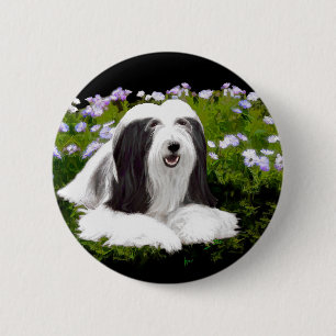 Bearded Collie Painting - Cute Original Dog Art Ronde Button 5,7 Cm