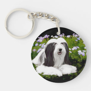 Bearded Collie Painting - Cute Original Dog Art Sleutelhanger