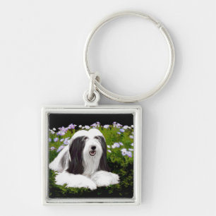 Bearded Collie Painting - Cute Original Dog Art Sleutelhanger
