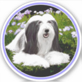 Bearded Collie Painting - Cute Original Dog Art Sticker (Voorkant)