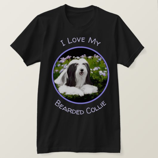 Bearded Collie Painting - Cute Original Dog Art T-shirt (Design voorkant)
