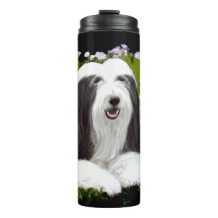 Bearded Collie Painting - Cute Original Dog Art Thermosbeker