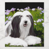 Bearded Collie Painting - Cute Original Dog Art Wijn Etiket (Enkel label)
