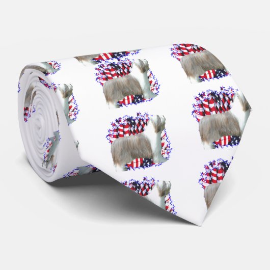 Bearded Collie Patriot Stropdas (Opgerold)