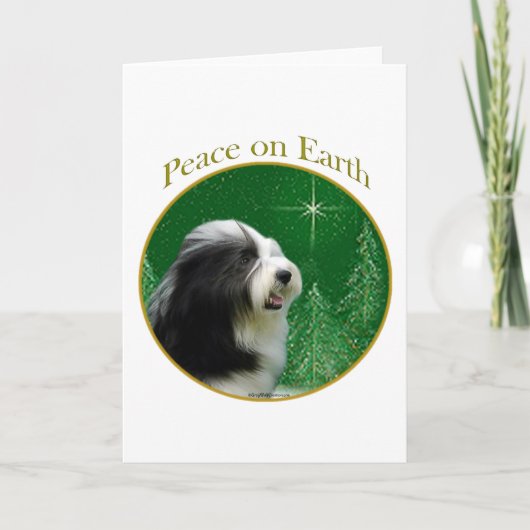 Bearded Collie Peace Feestdagen Kaart (Voorkant)