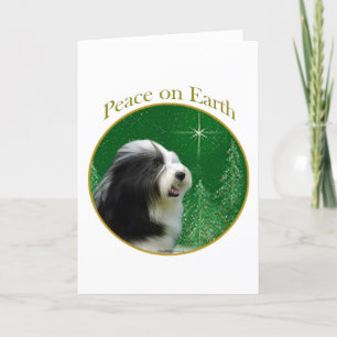 Bearded Collie Peace Feestdagen Kaart