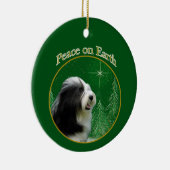 Bearded Collie Peace Keramisch Ornament (Rechts)