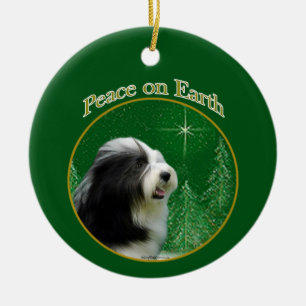 Bearded Collie Peace Keramisch Ornament
