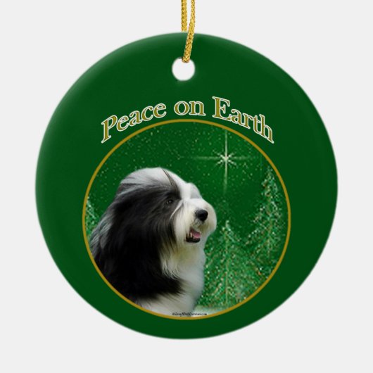 Bearded Collie Peace Keramisch Ornament (Voorkant)
