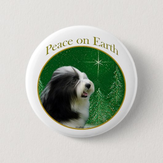 Bearded Collie Peace Ronde Button 5,7 Cm (Voorkant)