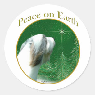 Bearded Collie Peace Ronde Sticker