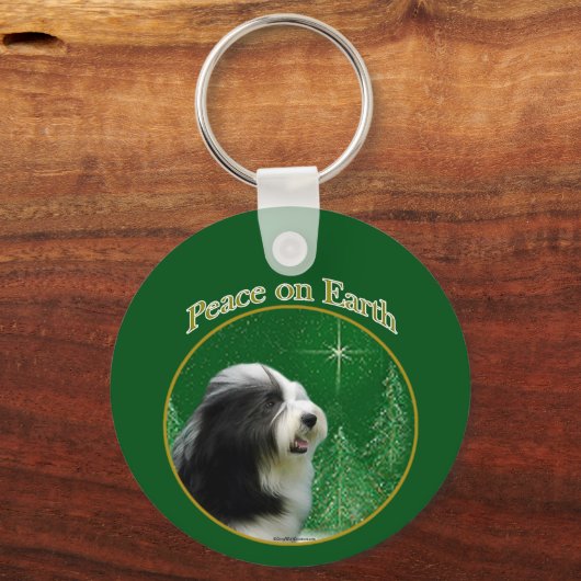 Bearded Collie Peace Sleutelhanger (Achterkant)