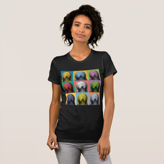Bearded Collie Pop-Art T-Shirt (Voorkant volledig)