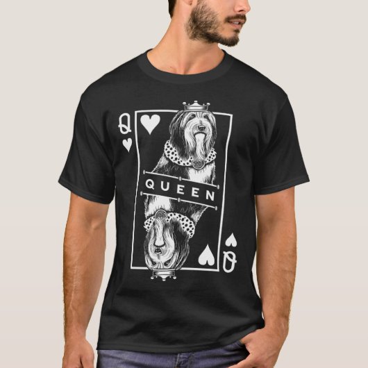 Bearded Collie Queen Of Hearts Beardie Dog  Pop T-shirt (Voorkant)