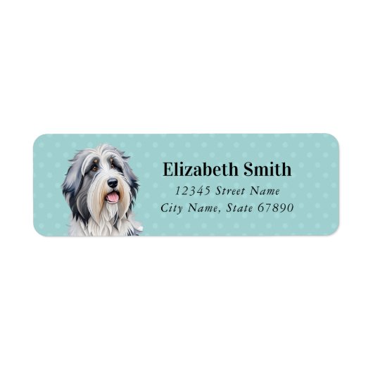 Bearded Collie Retour Adreslabels Etiket (Voorkant)