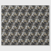 Bearded Collie Rijden een Motorcycle Cadeaupapier (Vlak)