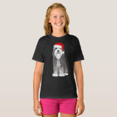 Bearded Collie Santa Hond Kerstvakantie T-shirt (Voorkant volledig)